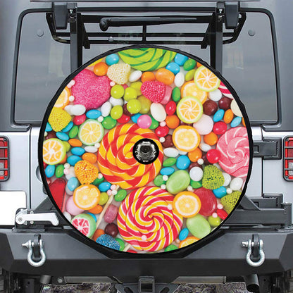 Colorful Lollipop And Candy Print Tire Cover With Camera Hole