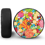 Colorful Lollipop And Candy Print Tire Cover With Camera Hole