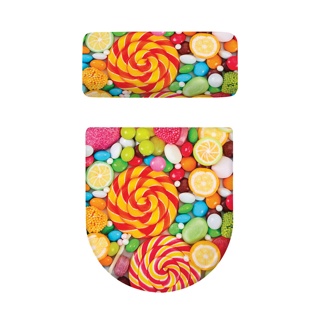 Colorful Lollipop And Candy Print Toilet Lid And Tank Cover Set