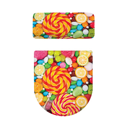 Colorful Lollipop And Candy Print Toilet Lid And Tank Cover Set