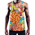 Colorful Lollipop And Candy Print Men's Workout Tank Top