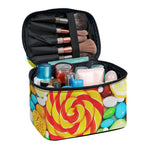Colorful Lollipop And Candy Print Travel Makeup Bag