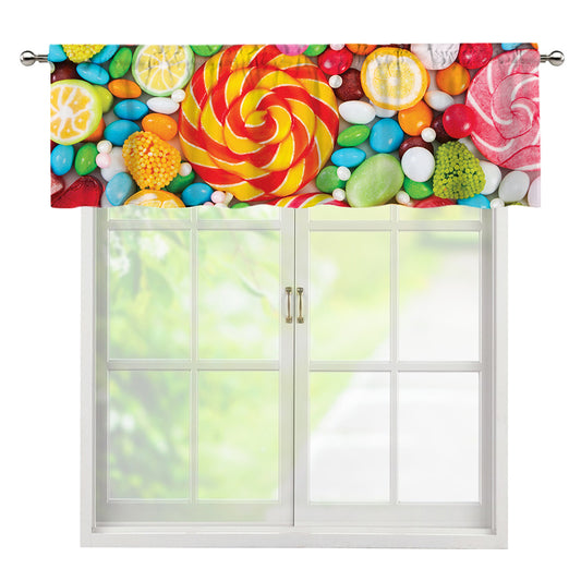 Colorful Lollipop And Candy Print Window Valance