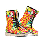 Colorful Lollipop And Candy Print Winter Boots