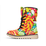 Colorful Lollipop And Candy Print Winter Boots