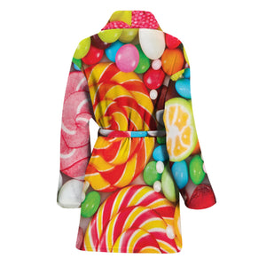 Colorful Lollipop And Candy Print Women's Bathrobe