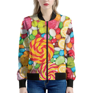 Colorful Lollipop And Candy Print Women's Bomber Jacket