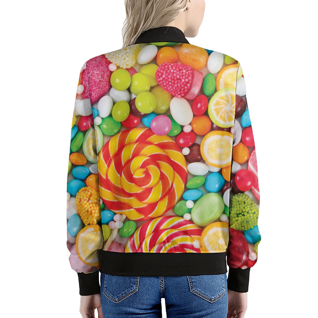 Colorful Lollipop And Candy Print Women's Bomber Jacket