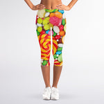 Colorful Lollipop And Candy Print Women's Capri Leggings