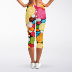 Colorful Lollipop And Candy Print Women's Capri Leggings