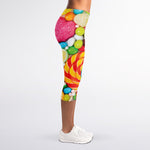 Colorful Lollipop And Candy Print Women's Capri Leggings