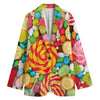 Colorful Lollipop And Candy Print Women's Cotton Blazer