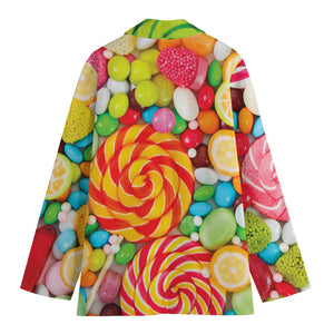 Colorful Lollipop And Candy Print Women's Cotton Blazer