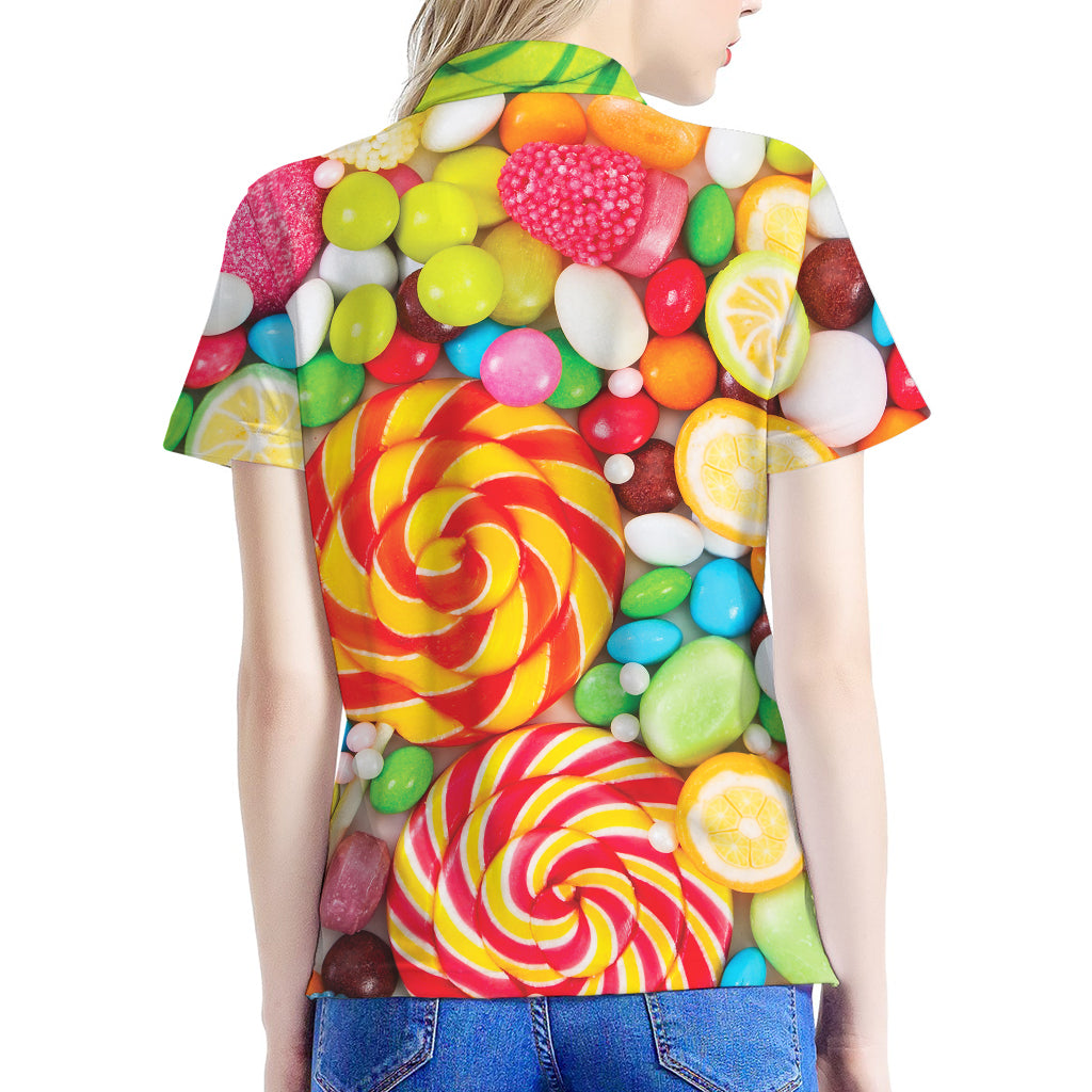 Colorful Lollipop And Candy Print Women's Polo Shirt