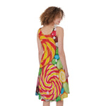 Colorful Lollipop And Candy Print Women's Sleeveless Dress