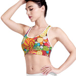 Colorful Lollipop And Candy Print Women's Sports Bra
