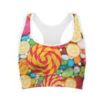 Colorful Lollipop And Candy Print Women's Sports Bra