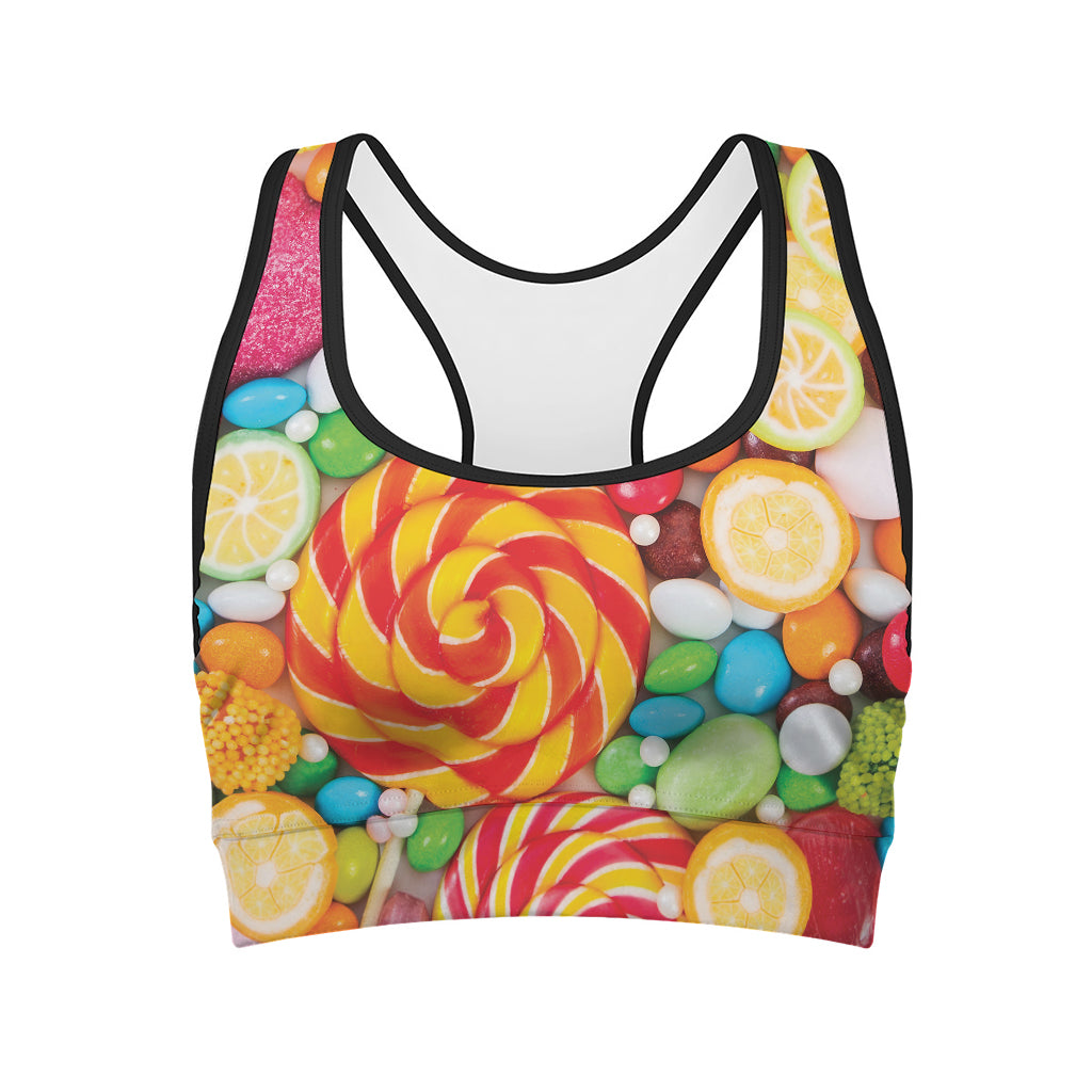 Colorful Lollipop And Candy Print Women's Sports Bra