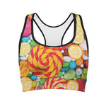 Colorful Lollipop And Candy Print Women's Sports Bra