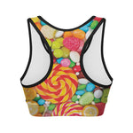 Colorful Lollipop And Candy Print Women's Sports Bra