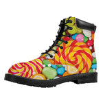 Colorful Lollipop And Candy Print Work Boots