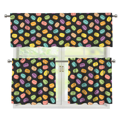 Colorful Macaron Pattern Print 3 Piece Kitchen Curtains
