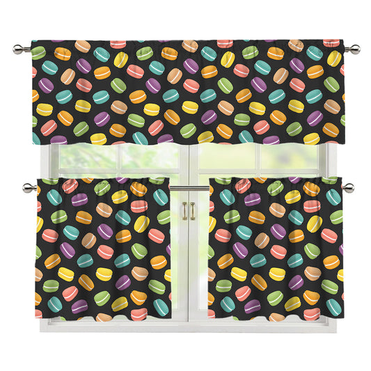Colorful Macaron Pattern Print 3 Piece Kitchen Curtains