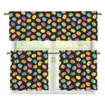 Colorful Macaron Pattern Print 3 Piece Kitchen Curtains