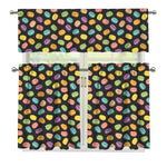 Colorful Macaron Pattern Print 3 Piece Kitchen Curtains