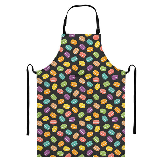 Colorful Macaron Pattern Print Bib Apron With Pocket