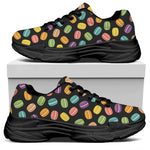Colorful Macaron Pattern Print Black Chunky Shoes