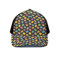 Colorful Macaron Pattern Print Black Mesh Trucker Hat