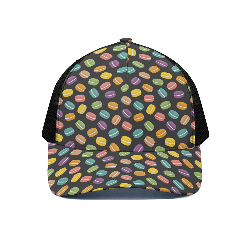 Colorful Macaron Pattern Print Black Mesh Trucker Cap