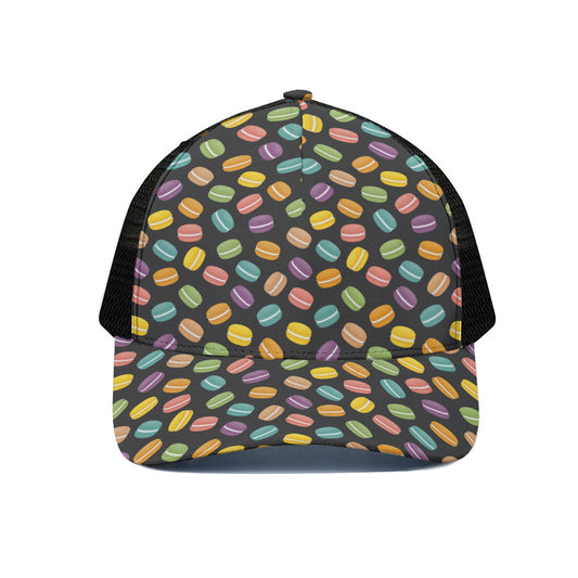 Colorful Macaron Pattern Print Black Mesh Trucker Cap