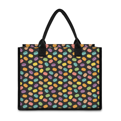 Colorful Macaron Pattern Print Canvas Tote Bag