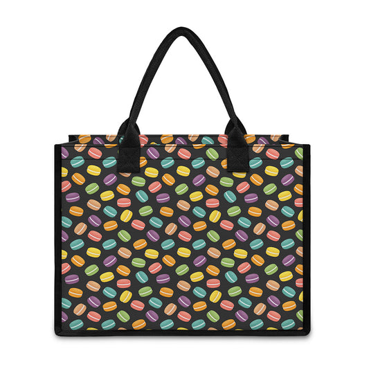 Colorful Macaron Pattern Print Canvas Tote Bag