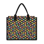 Colorful Macaron Pattern Print Canvas Tote Bag