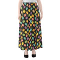 Colorful Macaron Pattern Print Chiffon Maxi Skirt