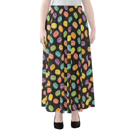 Colorful Macaron Pattern Print Chiffon Maxi Skirt