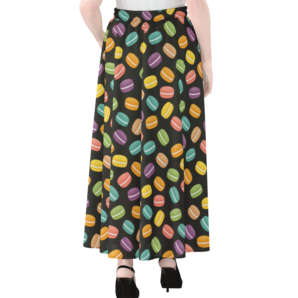 Colorful Macaron Pattern Print Chiffon Maxi Skirt