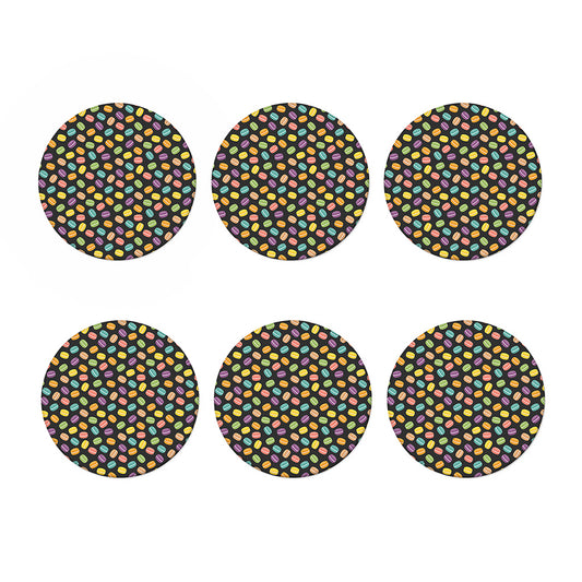 Colorful Macaron Pattern Print Coaster Set