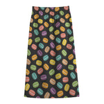 Colorful Macaron Pattern Print Cotton Front Slit Maxi Skirt