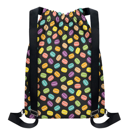 Colorful Macaron Pattern Print Drawstring Backpack