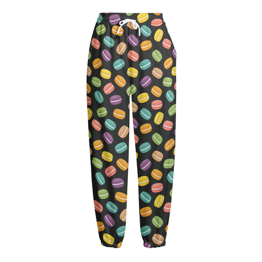 Colorful Macaron Pattern Print Fleece Lined Knit Pants
