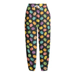 Colorful Macaron Pattern Print Fleece Lined Knit Pants