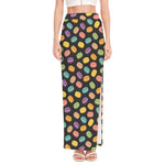 Colorful Macaron Pattern Print High Slit Maxi Skirt