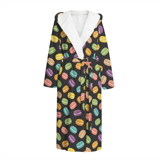 Colorful Macaron Pattern Print Hooded Bathrobe