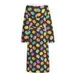 Colorful Macaron Pattern Print Hooded Bathrobe