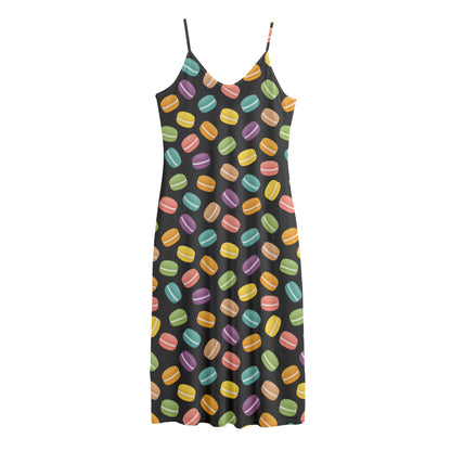 Colorful Macaron Pattern Print Jersey Midi Cami Dress