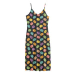 Colorful Macaron Pattern Print Jersey Midi Cami Dress
